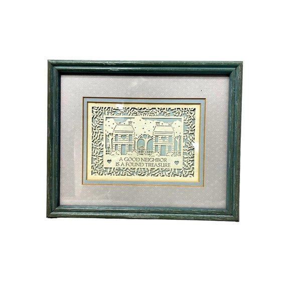 unbranded Other - Scherenschnitte A Good Neighbor is a Found Treasure Handmade Gift Framed Art